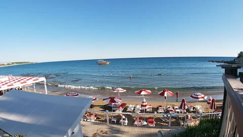 Beautiful view of the beach under the blue sky Stock Footage 163055766
