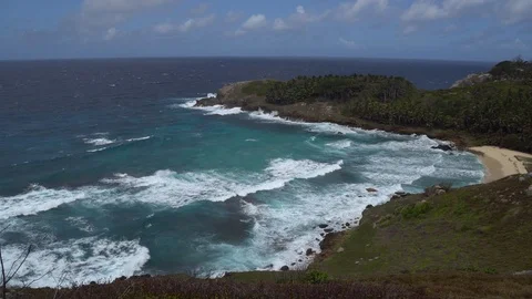 Beautiful view of the beach with waves 2 Stock Footage 111264381