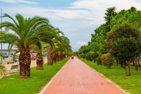 Beautiful view to Bicycle path for traffic along the embankment of the new Bo Stock Photos