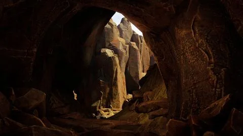 Beautiful view of the bizarre sandstone formations in the mountains Stock Illustration