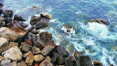 Beautiful view on blue ocean. Deep Blue Sea With Waves Crashing And Frothing Stock Footage 137455137
