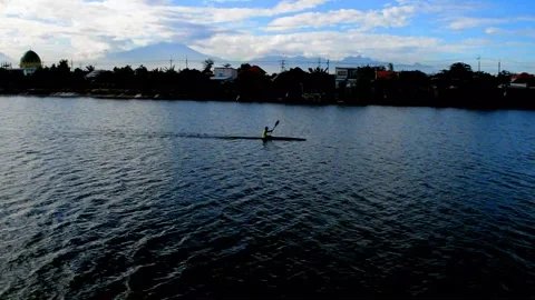 Beautiful view: boating athlete training Stock Footage 230211741