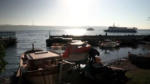 Beautiful view of the Bosphorus river Video stock 223897301