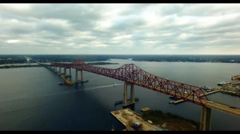 Beautiful view of the bridge aerial view Video stock 47332055