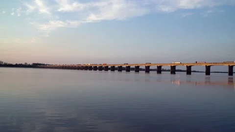 Beautiful view of bridge over the Uruguay River, Brazil Argentina border.. Stock Footage 150160428
