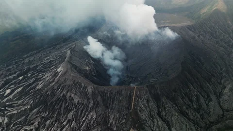 Beautiful view of Bromo volcano in Java, Indonesia drone aerial footage Stock Footage 276864672