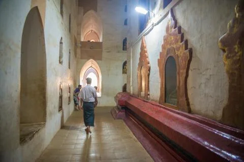 A beautiful view of buddhist temples at Bagan, Myanmar. Stock Photos