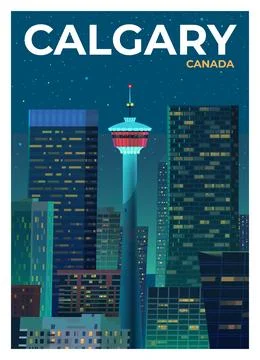 Beautiful view of the Calgary Tower. Stock Illustration