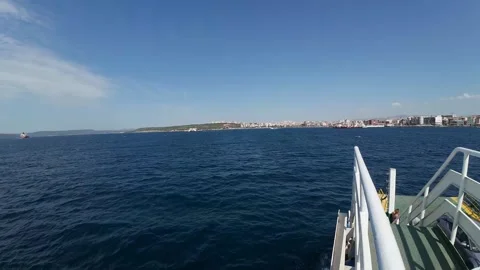 Beautiful view of Çanakkale from the ship Stock Footage 337825950