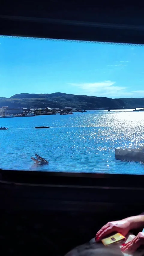 Beautiful view from the car window. Car driving along the seashore. Stock Footage 292633657
