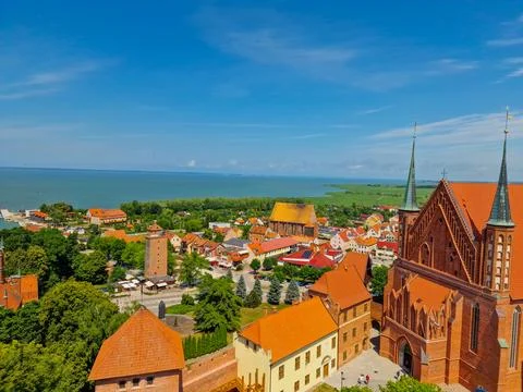 Beautiful view of Cathedral complex, situated on the Vistula lagoon in From.. Stock Photos