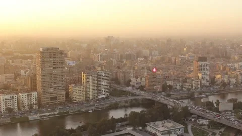 Beautiful view of the center of Cairo from the Cairo Tower in Cairo Stock Footage 242047842