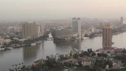 Beautiful view of the center of Cairo from the Cairo Tower in Cairo Stock Footage 242048821