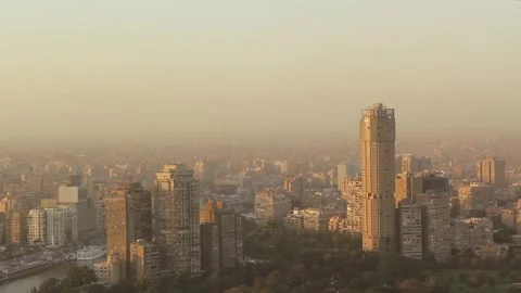 Beautiful view of the center of Cairo from the Cairo Tower in Cairo Stock Footage 242048850