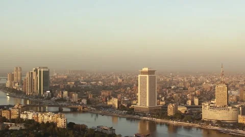 Beautiful view of the center of Cairo from the Cairo Tower in Cairo Stock Footage 242048892