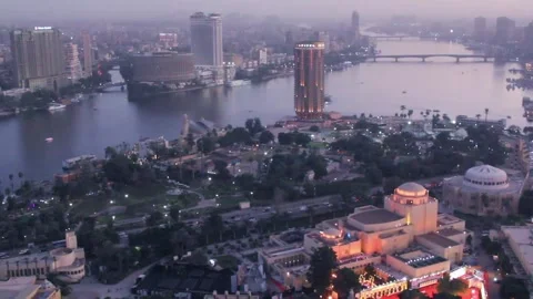 Beautiful view of the center of Cairo from the Cairo Tower in Cairo Stock Footage 242048965