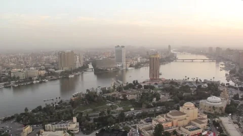 Beautiful view of the center of Cairo from the Cairo Tower in Cairo Stock Footage 242048966