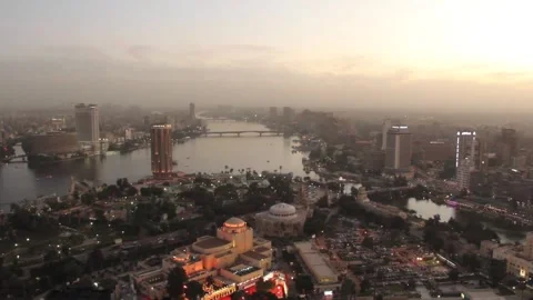 Beautiful view of the center of Cairo from the Cairo Tower in Cairo Stock Footage 242048979