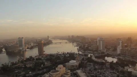 Beautiful view of the center of Cairo from the Cairo Tower in Cairo Stock Footage 242048980