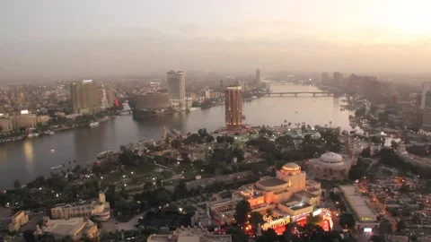 Beautiful view of the center of Cairo from the Cairo Tower in Cairo Stock Footage 242048981