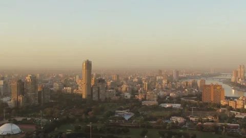 Beautiful view of the center of Cairo from the Cairo Tower in Cairo Stock Footage 242049002