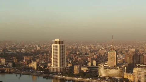 Beautiful view of the center of Cairo from the Cairo Tower in Cairo Stock Footage 242049003