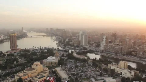 Beautiful view of the center of Cairo from the Cairo Tower in Cairo Stock Footage 242049004