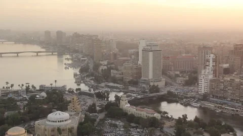 Beautiful view of the center of Cairo from the Cairo Tower in Cairo Stock Footage 242049008