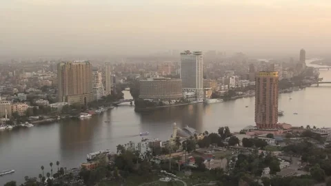 Beautiful view of the center of Cairo from the Cairo Tower in Cairo Stock Footage 242049047