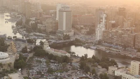 Beautiful view of the center of Cairo from the Cairo Tower in Cairo Stock Footage 242049256