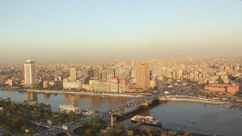 Beautiful view of the center of Cairo from the Cairo Tower in Cairo Stock Footage 242050049