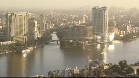 Beautiful view of the center of Cairo from the Cairo Tower in Cairo Stock Footage 242050206