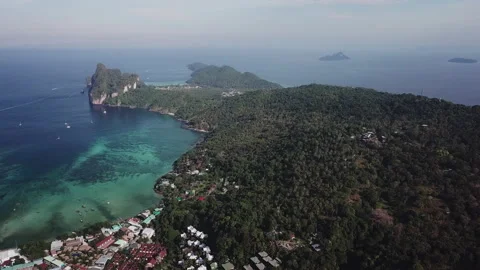 Beautiful view at the center of Phi-Phi island Krabi Province Thailand Stock Footage 200837665