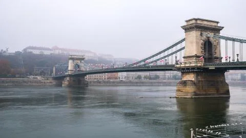 Beautiful view of the Chain Bridge over the Danube river in Budapest Stock-Fotos