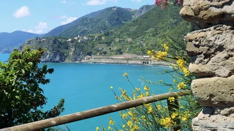 Beautiful view of the Cinque Terre Coast, Liguria Italy Stock Footage 155885455