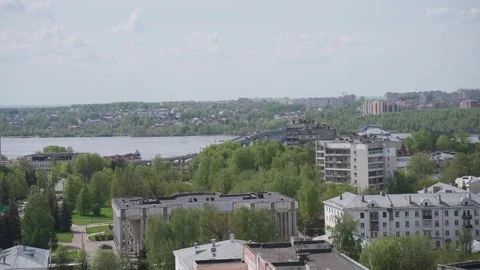 Beautiful view of the city with the river Stock Footage 329092257