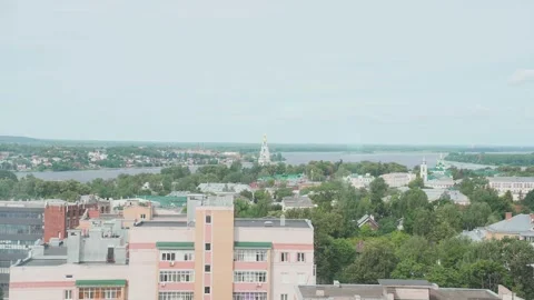 Beautiful view of the city with the river Stock-Footage 329093565