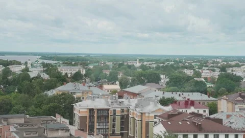 Beautiful view of the city with the river Stock Footage 329093624