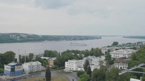 Beautiful view of the city with the river Stock Footage 329095027