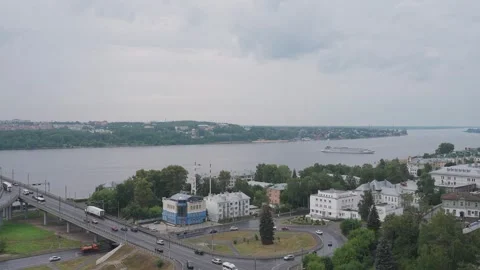 Beautiful view of the city with the river Stock Footage 329095046