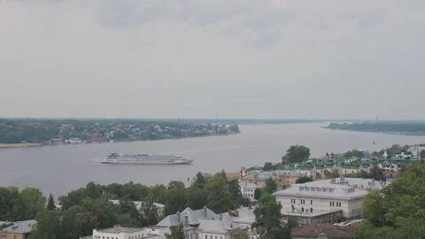 Beautiful view of the city with the river Stock Footage 329095056