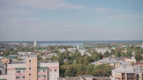 Beautiful view of the city with the river Video stock 329249210