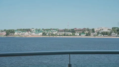 Beautiful view of the city with the river Stock Footage 329249393