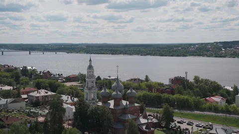 Beautiful view of the city with the river Stock Footage 329249563