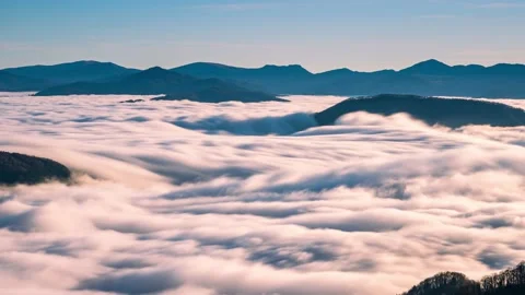 Beautiful view of Clouds motion in autumn mountains nature at sunrise Time lapse Stock-Footage 144553280