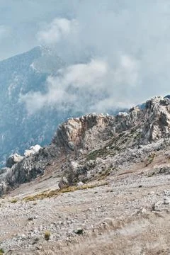 Beautiful view of the cloudy sky from the viewpoint of Tahtali Mountain in the Stock Photos