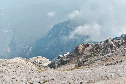 Beautiful view of the cloudy sky from the viewpoint of Tahtali Mountain in the Stock Photos