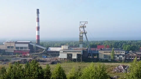 Beautiful view on coal mining 'Boze Dary' in Katowice, Silesia, Poland Stock Footage 161409762