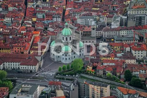 Beautiful view of Como town from Brunate mountain. Stock Photos
