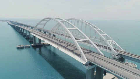 Beautiful view of the Crimean bridge Stock Footage 230157051